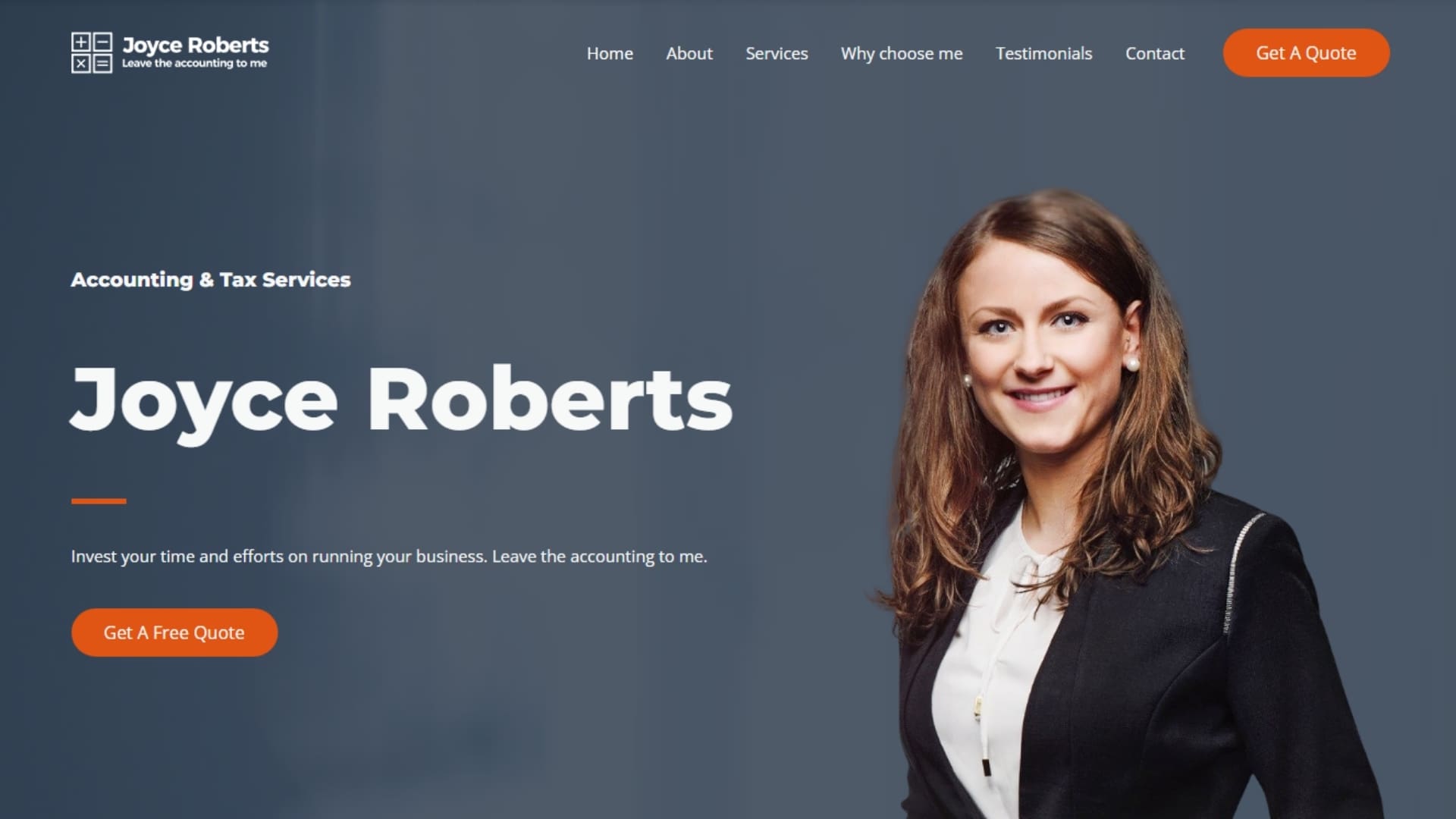 Professional headshot of a businesswoman named Jane Roberts, smiling confidently, featured on her personal website to promote her services and expertise in helping clients succeed.